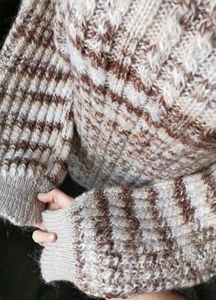 Свитер платье шерсть бежевое в косы ручная работа2 фото