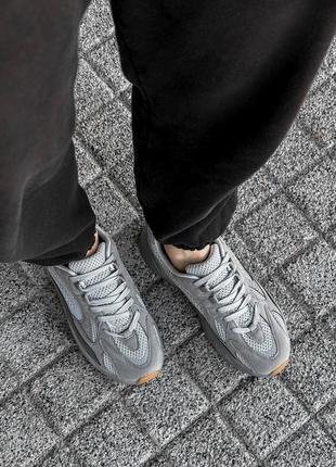 Стильные светло-серые мужские кроссовки на толстой,массивной подошве,текстиль,на лето-мужская обувь4 фото