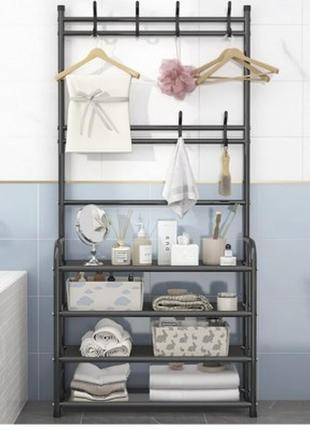 Універсальна вішалка для одягу з полицею для взуття new simple floor clothes rack size 60x29.5x151 см2 фото