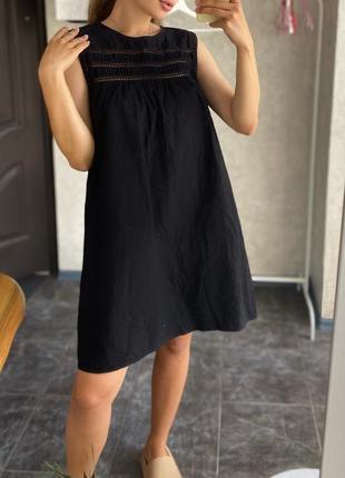 Котоновое черное платье mango2 фото