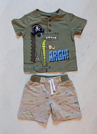 Детский костюм лето шорты футболка 12м