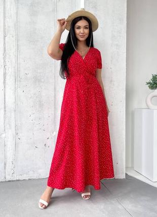 Много цветов! стильное длинное летнее платье из софта ниже каолин макси на запах с поясом плюс сейф большого размера халат с коротким рукавом