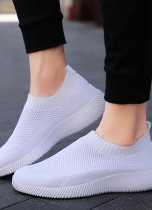 Женские легкие летние белые кроссовки носки1 фото