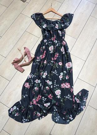 Платье длинное в цветы1 фото