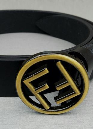 Ремінь жіночий брендовий натуральна шкіра з матовою золотою пряжкою чорний