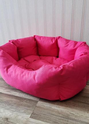 Лежанка для собак та котів 35х45см лежак для маленьких собак та цуценят рожевий4 фото