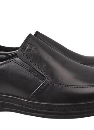 Туфлі чоловічі з натуральної шкіри, на низькому ходу, колір чорний, konors, 40