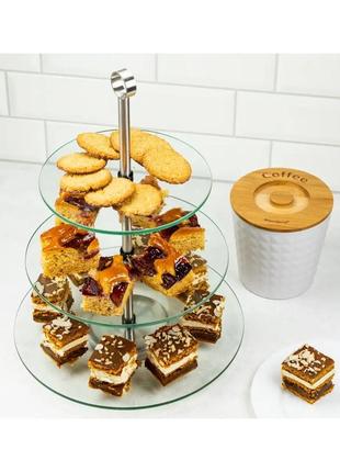 Фруктовница стеклянная 3-ярусная kinghoff kh-4016