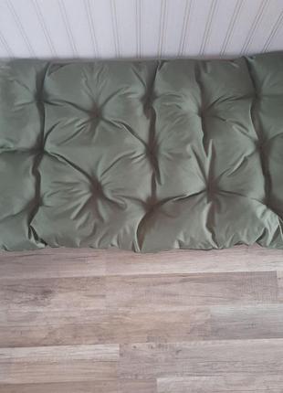 Лежак для собак 85х63х10см лежанка матрас для средних пород двухсторонний цвет хаки с черным4 фото