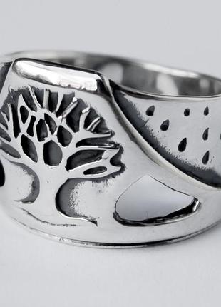 Серебряная кольца - амулет ручной работы дерево жизни1 фото