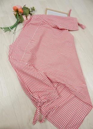 Трендовое платье-рубашка миди в полоску натуральный хлопок с поясом лето натуральное платье рубашка9 фото