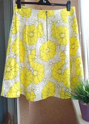 Супер красивая яркая юбка миди клиньями из натуральной ткани в цветочный принт2 фото