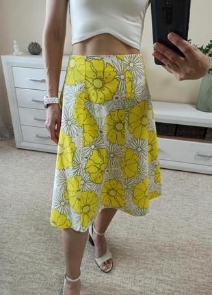 Супер красивая яркая юбка миди клиньями из натуральной ткани в цветочный принт4 фото