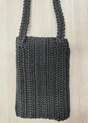 Клатч вязаный, сумка для телефона, вязаный чехол для телефона, сумка-кроше, мини сумка