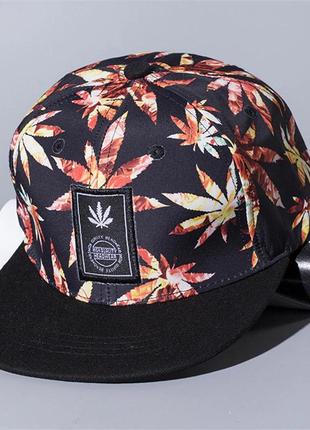 Мужская кепка, cap рисунок конопли с прямым козырьком, бейсболка, рэперка