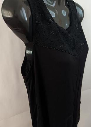 Жіноча майка з мереживом h&m, нарядна блуза без рукавів, блузка, чорний топ, гіпюр,нова,легка, літня2 фото