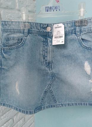 Стильная джинсовая юбка на рост 158, р 13 или xs5 фото