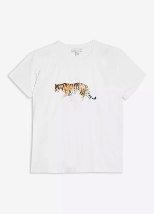 Новая футболка с принтом тигра topshop 2020 🐅 белая хлопковая бесшовная футболка с тигром1 фото