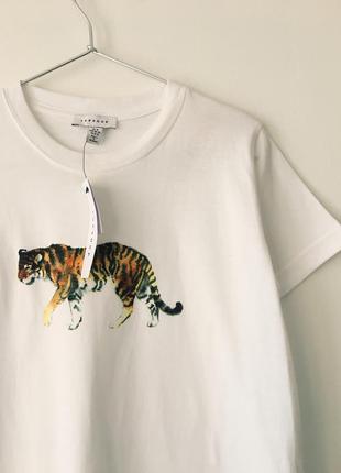 Новая футболка с принтом тигра topshop 2020 🐅 белая хлопковая бесшовная футболка с тигром5 фото