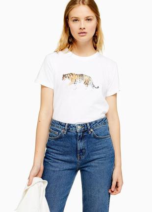Новая футболка с принтом тигра topshop 2020 🐅 белая хлопковая бесшовная футболка с тигром2 фото