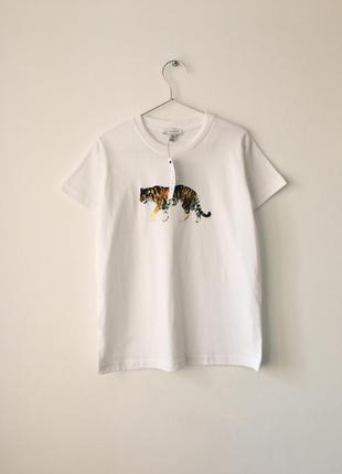 Новая футболка с принтом тигра topshop 2020 🐅 белая хлопковая бесшовная футболка с тигром4 фото