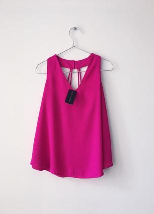 Новый топ с бретелью через шею цвета фуксии new look стильная ярко-розовая блузка5 фото
