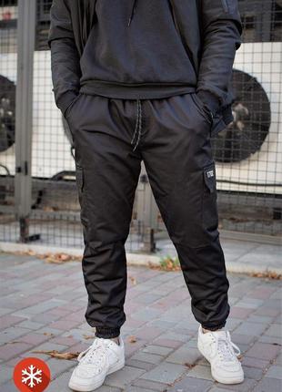 Чоловічі теплі штани карго without reflective l чорні2 фото