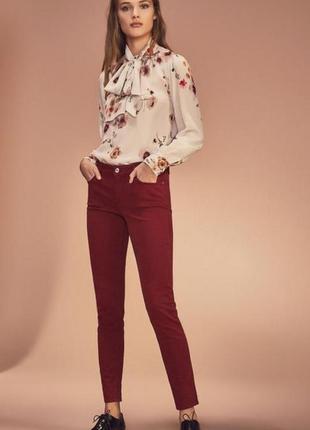 Вильветовые брюки скини massimo dutti марсала бордо