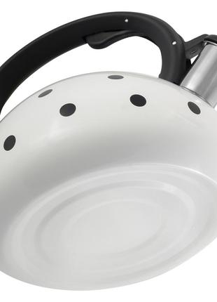 Чайник ofenbach білий 2.5 л з неіржавкої сталі зі свистком і нейлоновою ручкою для індукції й газу km-100301 "kg"6 фото