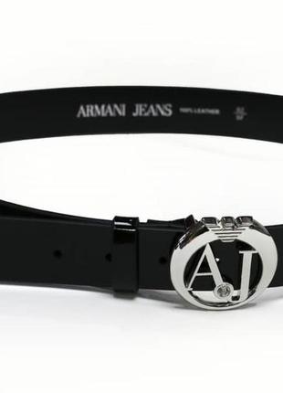 Шкіряний лакований ремінь armani jeans