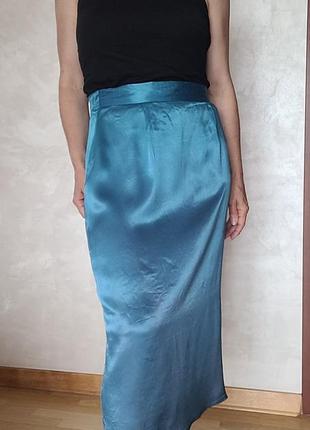 Длинная юбка-миди атлас сатин шелк1 фото