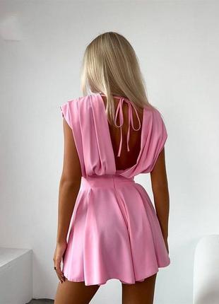 Стильное комбинезон платье объемный верх комбез короткий черный голубой розовый фиолетовый платье6 фото