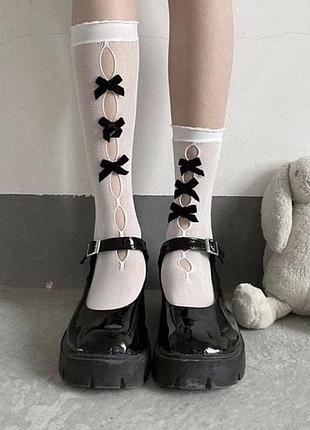 Гольфы кавайные с чёрными бантами аниме лолита