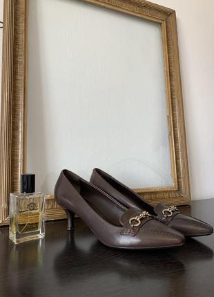Шкіряні туфлі шоколадного відтінку bally since 1851 оригінал3 фото