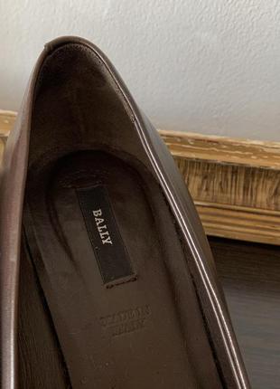 Шкіряні туфлі шоколадного відтінку bally since 1851 оригінал9 фото