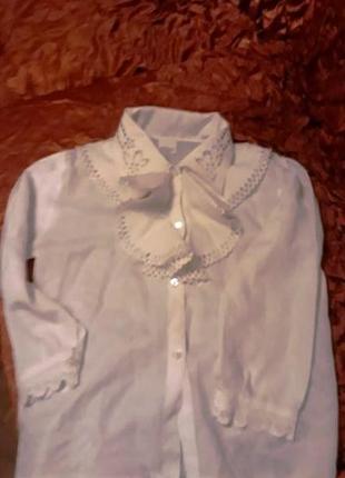 Блузка подростковая, белая., нарядная.возраст 9-11 лет1 фото