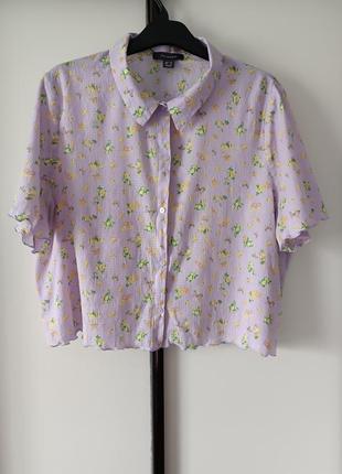 Стильна легка укорочена блуза рубашка батал1 фото