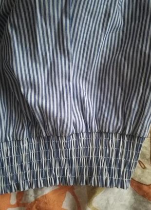 Хлопковая нарядная  блуза в полоску zara4 фото