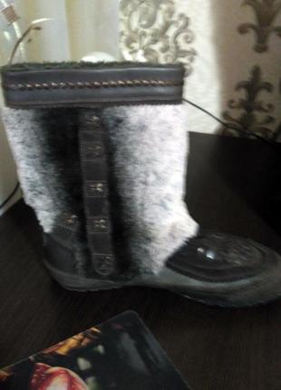 Зимові чобітки шкіра та замш, виріб хутром. утеплені вовною # розвантажуюсь