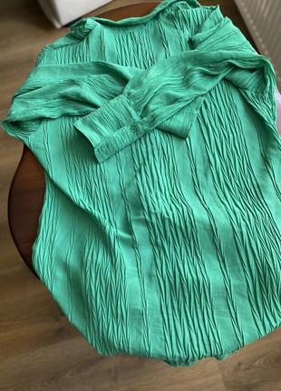 Зелена сукня-сорочка спереду коротше3 фото