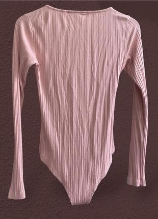 Select фирменный брендовый боди бодик женский с круглым замочком в рубчик мустанг с рукавами розовый нежный2 фото