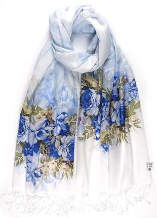 Найтонший батистовий бавовняний шарф палантин з квітами новий