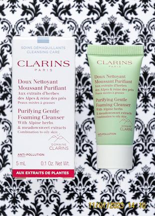 Делікатна пінка мус clarins purifying gentle foaming cleanser засіб для вмивання та очищення