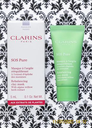 Балансирующая маска с глиной clarins sos pure rebalancing clay mask для кожи лица