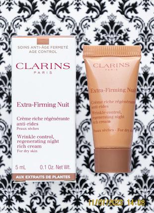 Антивозрастной ночной укрепляющий крем clarins extra firming nuit против морщин1 фото