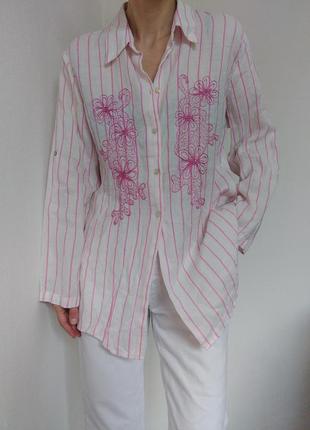 Винтажная рубашка крапива натуральная рубашка в полоску рубашка с вышивкой оверсайз блуза в полоску белая блузка натуральная рубашка винтаж блуза вышивка4 фото