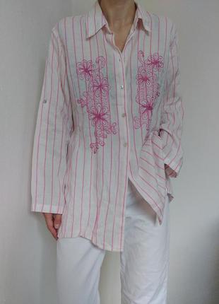 Винтажная рубашка крапива натуральная рубашка в полоску рубашка с вышивкой оверсайз блуза в полоску белая блузка натуральная рубашка винтаж блуза вышивка5 фото