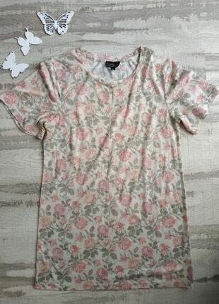 Новое трендовое платье - футболка в розовый принт1 фото