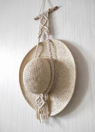 Держатель для шляпы, вешалка, оrнанайзер, подвес для шляпы макраме, бохо декор