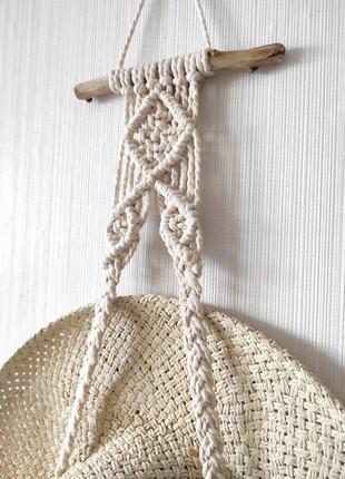 Держатель для шляпы, вешалка, оrнанайзер, подвес для шляпы макраме, бохо декор